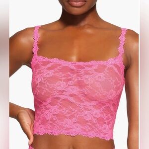 SKIMS pink Cropped Stretch Lace Cami